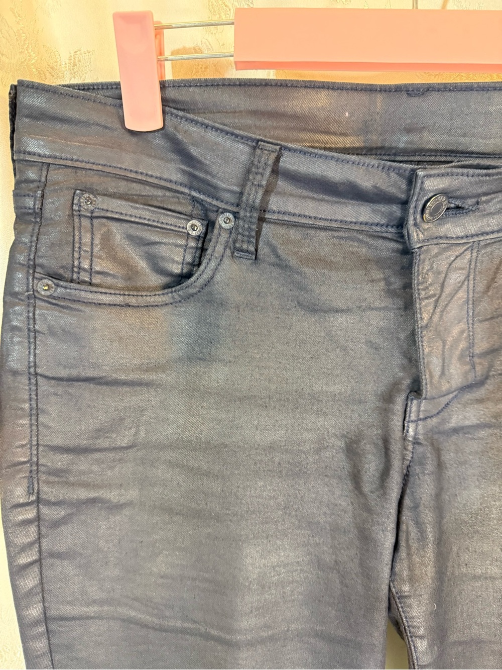 Women’s Metallic Charcoal Coated Jeans